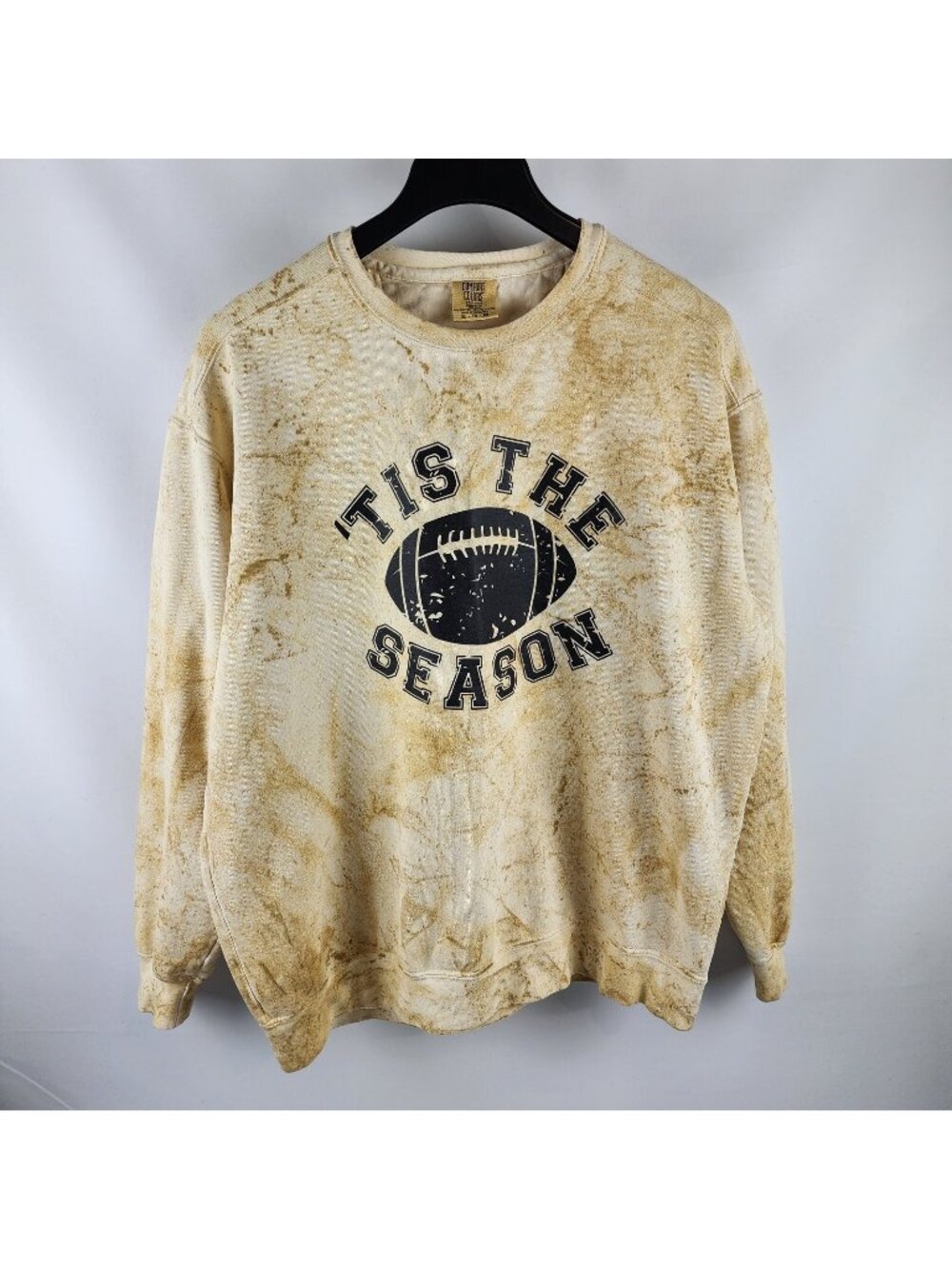 Comfort Colors Sweatshirt Mens XL Tie Dye Rust Yellow Blend Football Outdoors